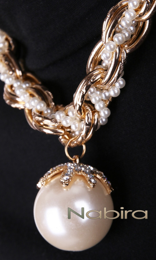 Halskette COL27 Gold und Perlen