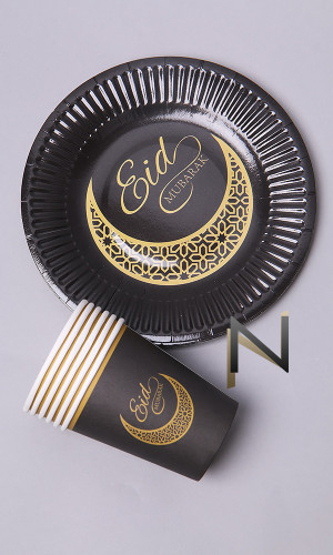 Pack 12 Teller und Tassen Eid Mubarak