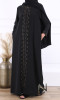 Abaya strass Basma schwarze und Reißverschluss